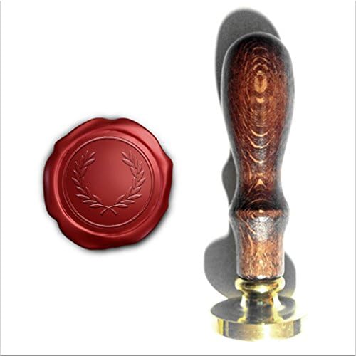 RhyNSky Olive Wreath Round Removable Wax Seal Stamp with Wooden Handle for Cards, Envelopes, Invitations, C70