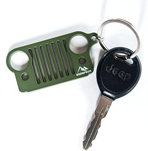 Key Chain Accessorie for Jeep Wrangler Enthusiast - Laser-Cut 304 Stainless Steel Car Keychain for Jeep Wrangler, CJ, JK, TJ, YK, XJ, JKU - With Customized Protective Box (Tank Green)