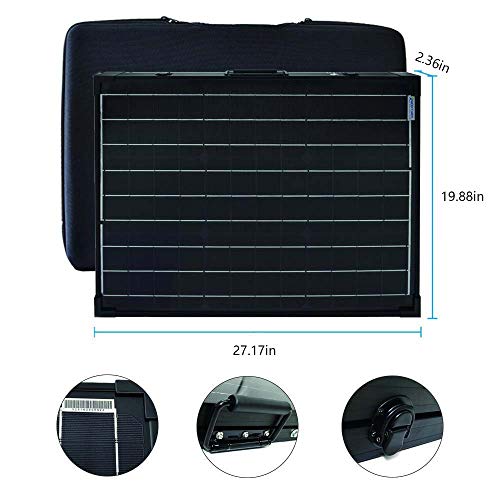 ACOPOWER 100W Mono Portable Foldable 2Pcs 50W Solar Panel Suitcase, Waterproof 20A 12V/24V LCD Charge Controller for Both 12V Battery and Generator