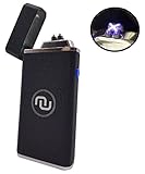 Novelty Wares - 9 Colors - USB Flameless Plasma Dual Arc Rechargeable Windproof Cigarette Lighter with Charging Cable and Gift Box (Black Spark)