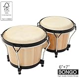MUSICUBE Bongo Drum Set, 6” and 7” Percussion Instrument, Wooden and Metal Drum for Adult Kids Beginners Professionals with Tuning Wrench