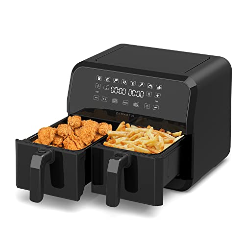 CROWNFUL 8 Quart 8 in 1 Dual Basket Air Fryer with