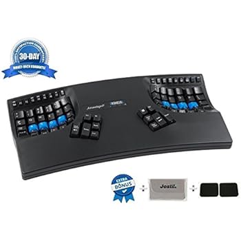 Kinesis KB600 Advantage2 USB Contoured Keyboard (Black) with SmartSet Programming Technology for PC and MAC Plus Advantage Palm Pads And Jestik Microfiber - VALUE BUNDLE