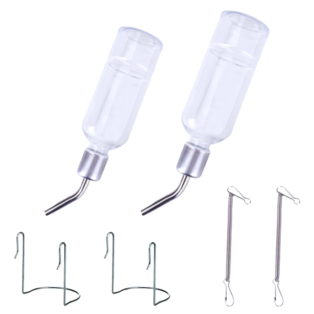 2 Pcs Rabbit Water Bottles, Hanging Pet Water Bottles with Holder for Guinea Pigs, Ferrets, Chinchillas, Small Puppies & Kittens