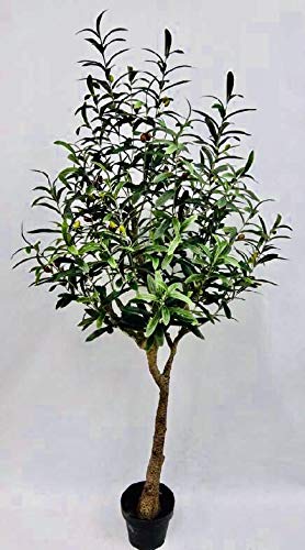 AMERIQUE 5 Feet Gorgeous & Lifelike Olive Tree Artificial Plant with Fruits, in Nursery Pot, Real Touch Technology, 704 Leaves, Green