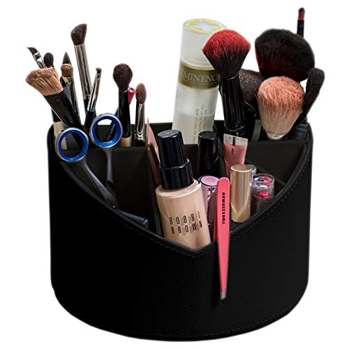 Stock Your Home Black Makeup Organizer 360 Degree Rotating Bathroom Organizer Countertop for Makeup Brushes, Hair Clippers and Cosmetics â€“ Alternative Use as Home or Office Desk Organizer