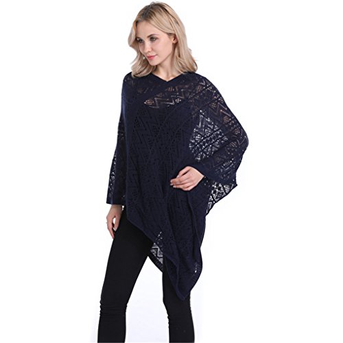 Leoparts Women Soft Knitted Pullover V Neck Batwing Poncho Cape Spring Sweater Cloak Shawl