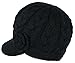 J-Fashion Women's Cable Knitted Double Layer Visor Beanie Hats with Hair Tie