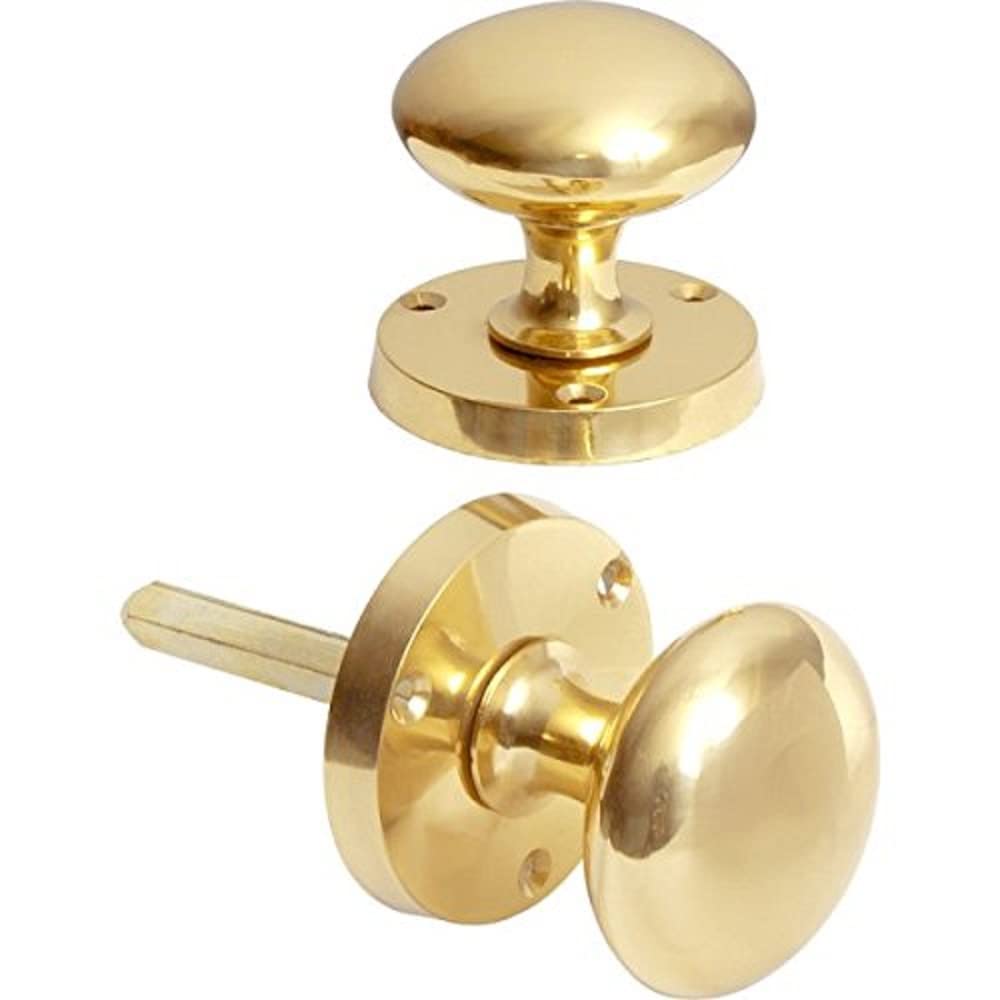 merriway Bulk Hardware BH02097 Victorian Style Mortise Knob Set, Polished Brass, White
