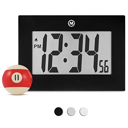 Marathon Large Digital Wall Clock with Fold-Out Table Stand. Size is 9 inches with Big 3.25 Inch Digits – Batteries…