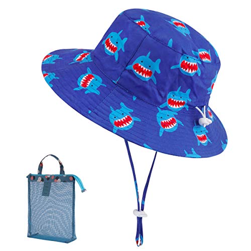 Kirecoo Baby Sun Hat, Toddler Breathable Bucket Hat Cap with a Mesh Storage Bag (Shark, 2-3 Years)