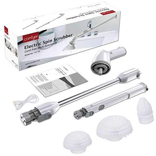 Electric Spin Scrubber, 360 Cordless Bathroom Cleaner, Waterproof Power Brush with 3 Replaceable Scrubber Cleaning Brush Heads, Anti-Slip Handle and Extension Arm for Tub, Tile, Floor - Thumbnail 7