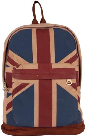 UK Flag Union Jack Style Backpack Canvas School Bag Sachel Shoulder Bag