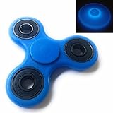 SHINEROLL Fidget Hand Tri-Spinner w Hybrid Ceramic Bearing Glow in the Dark - For Adults and Children - Anxiety and Stress Reliever, Excellent for ADD, ADHD AND AUTISM (Fluorescent Blue)