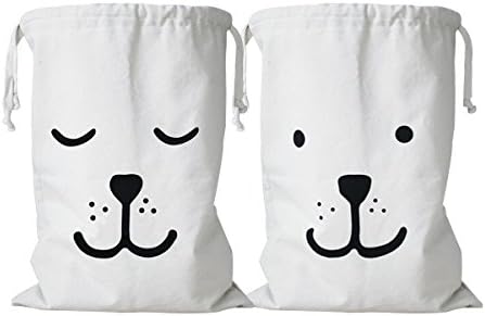 Simpleulife Toy Canvas Duffle Storage Heavy Duty Basket Big Laundry Bag Commercial with Drawstring Foldable Gift for Travel, Dirty Clothes, Laundromat (2 Pack)
