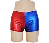 kaguster Womens Faux Leather Cosplay Blue Red Shorts Panties Jackety Neckalce