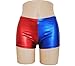 kaguster Womens Faux Leather Cosplay Blue Red Shorts Panties Jackety Neckalce (XL = Size 12 14, Shorts)
