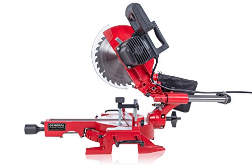General International MS3005 10" 15A Sliding Miter Saw, Red, Black & Gray