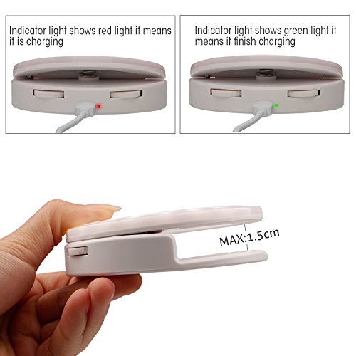 Selfie Ring Light [Rechargeable Battery] Selfie LED Light With Makeup Mirror 40 LED [Warm &White] Lighting for Phone Camera Photography, Live Streaming, Video-White - Thumbnail 7