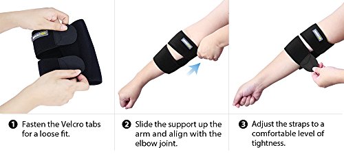 Bracoo Elbow Support, Reversible Neoprene Support Brace for Joint, Arthritis Pain Relief, Tendonitis, Sports Injury Recovery, ES10, Black, 1 Count - Thumbnail 4
