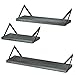 SRIWATANA Floating Shelves Wall Mounted, Rustic Wall Shelves for Bedroom, Bathroom, Living Room, Kitchen Set of 3(Gray)