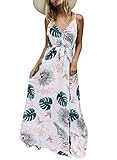 Sidefeel Women Floral Print V Neck Beach Boho Maxi Dress