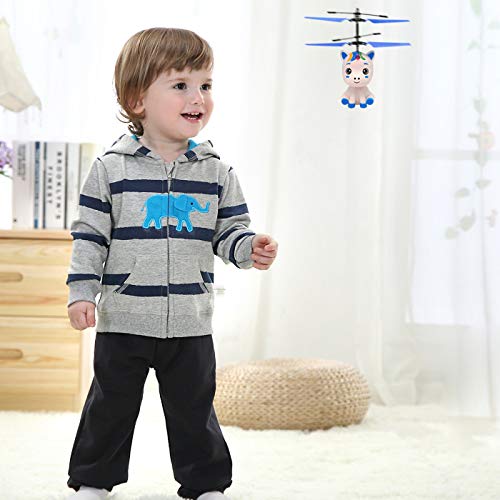 COOVEE Flying Ball Toy, Hand-Controlled Rechargeable Infrared Induction Drone RC Flying Toy Built-in Shining LED Lights for Kids