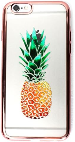IPhone 7+ Case, YogaCase MetalEdge Silicone Back Protective Cover (Pineapple Rose Gold)