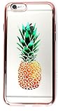 IPhone 6/6s Case, YogaCase MetalEdge Silicone Back Protective Cover (Pineapples Rose Gold)