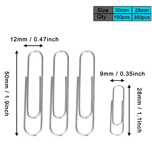 VIPITH 80PCS Binder Clips Paper Clamp Clips Jar Assorted Six Sizes Black and 450PCS Paper Clips Organizers Assorted Two Sizes Silver For Office, Home, School, Kitchen and Hotel Usage - Thumbnail 2