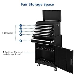 TUFFIOM 5-Drawer Rolling Tool Chest, Tool Storage