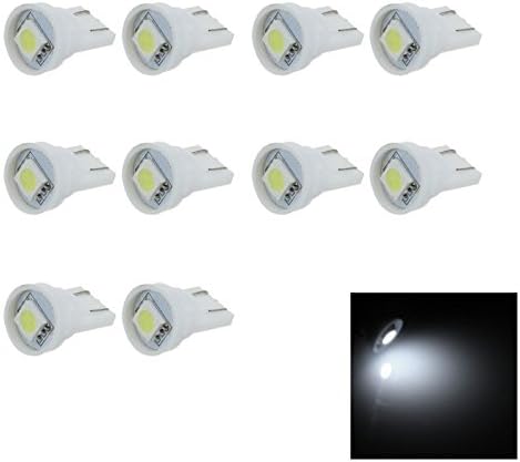 Kindfire 10pcs T10 1smd 5050 LED Car Clearance Indicator Lamp Side Light Bulb Dc 12v A001(6 Color) (White)