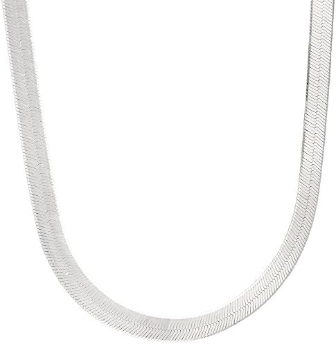 7mm Womens Solid .925 Sterling Silver Herringbone Chain Necklace