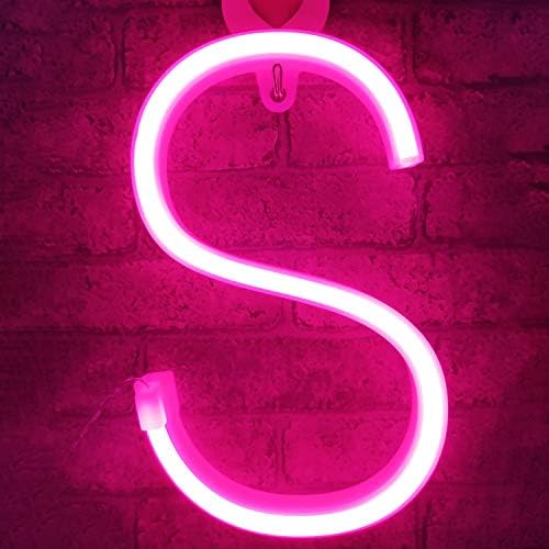 Pink LED Neon Letters Light Up Alphabet Sign Marquee Letter Decor Night Lights for Birthday Party,Anniversary,Bar,Christmas,Gifts,Wedding Party(Pink Letters)