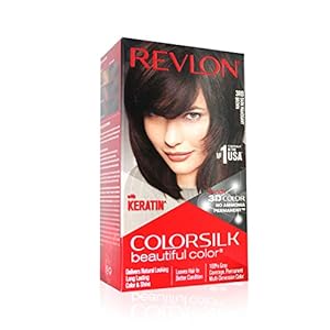Revlon Colorsilk Beautiful Color, Permanent Hair Color with Keratin, 40ml + 40ml + 11.8ml – Dark Mahogany Brown 3RB…