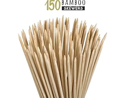 Kitchen Titans Bamboo Wooden skewers Stick for Oven-Perfect for Kabab,PaneerTikka,seekh,Barbeque and Grilling- 150 Sticks 8