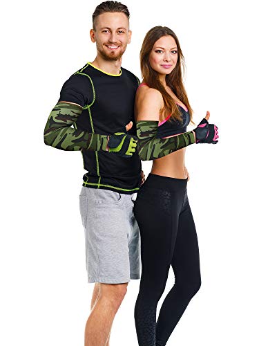 Mudder 8 Pairs Unisex UV Protection Arm Cooling Sleeves Ice Silk Arm Cover(Army Green Camouflage)