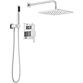 Delta Faucet Modern Raincan 2-Setting Square Shower System Including Rain Shower Head and Handheld Spray Chrome, Rainfall Sho
