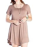 JollieLovin Women's Tunic Casual Short Sleeve Swing Loose T-Shirt Dress (Khaki, 3X)