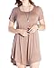JollieLovin Women's Tunic Casual Short Sleeve Swing Loose T-Shirt Dress (Khaki, 3X)