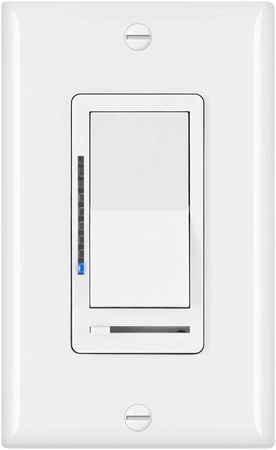 BESTTEN Digital Dimmer Switch with LED Indicator, Horizontal Dimming Slider Bar, Single Pole or 3-Way, for Dimmable LED Lights, CFL, Incandescent, Halogen Bulbs, UL Listed, White: Industrial & Scientific