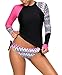 Seazoon Women's Rash Guard Shirt Long Sleeve Bathing Suits Printed UV Sun Protection Swimwear SE96 410485 Rose Red L