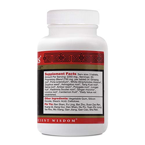 Health Concerns - Shen-Gem - Ginseng and Longan Chinese Herbal Supplement - Modified GUI Pi Wan - Insomnia, Nervousness, and Anxiety Relief - with Ginseng Root - 90 Tablets per Bottle