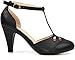 Chase & Chloe New Kimmy-36 Women's Teardrop Cut Out T-Strap Mid Heel Dress Pumps