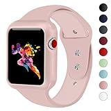 KEASDN Compatible with Apple Watch Band with Case 38mm 42mm, Silicone Sport iWatch Strap Band with Shock-Proof Case Compatible with Apple Watch Series 3/2/1
