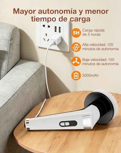 Fofile Electric Cleaning Brush with 9 Interchangeable Heads, 3 Speeds, IPX8 Waterproof, 3000 mAh Battery, LED Light, Telescopic Handle, Rotary Brush for Bathroom, Kitchen, Tiles, Car