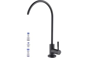 Matte Black Kitchen Water Filter Faucet, Stainless Steel 304 Water Purification Faucets, PargaDeco R.O. Faucets, Drinking Water Faucet Fits Most Reverse Osmosis & Filtration Systems (Non-Air Gap)