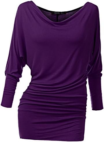 TWINTH Plus Size Loose Top Cowl Neck Chic Long Sleeve