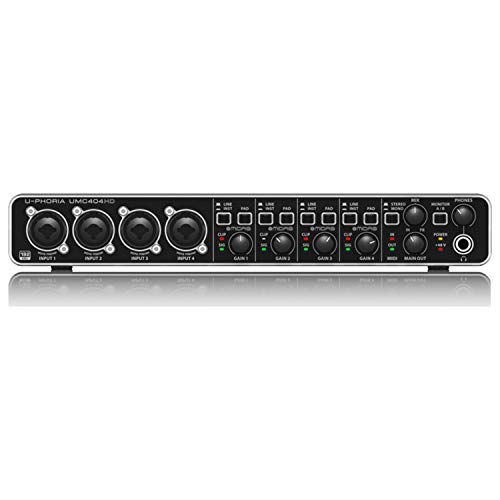 BEHRINGER UMC 404HD Audiophile 4X4 24-Bit/192 KHz USB Audio/Midi Interface with Midas Mic Preamplifiers Black