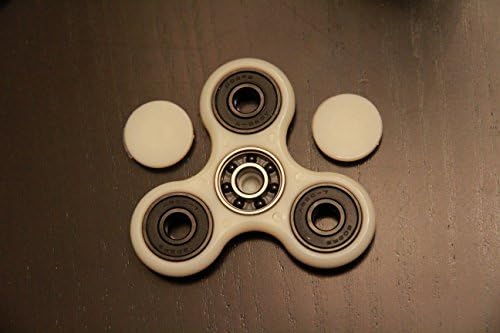 EDC Fidget Spinner Ceramic Hand Toy w/ Caps, Premium Si3N4 Hybrid Ceramic Bearing Hand Spinner Toys -Smooth Surface & Fast Spin -TriSpinner Not 3D Printed (White)